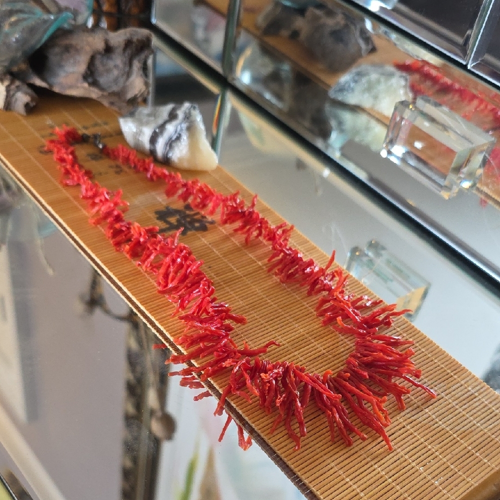 Red Coral Natural Italian Necklace - Vibrant Red Statement Summer Feminine
